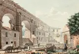 Aqueduc dans un village italien by Victor-Jean Nicolle, Plume et encre noire, aquarelle, sold Dec 2020