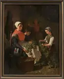 Mère et ses enfants effeuillant des branches de bouleaux by Pierre Joseph Toussaint, Panneau d'acajou, sold Dec 2020