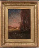 Paysage aux deux chaumières by François-Auguste Ravier, Toile marouflée sur carton, sold Dec 2020