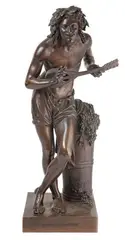 Improvvisatore by Francisque Joseph Duret, Epreuve en bronze à patine brune, sold Jul 2020