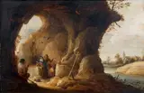 La tentation de saint Antoine by David Teniers, Panneau de chêne, deux planches, non parqueté (marque du pannelier illisible au revers), sold Nov 2013
