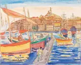Le port by Élisée Maclet, Aquarelle sur papier, sold Jun 2013
