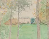 Château dans la campagne by Léon Detroy, Aquarelle sur papier, sold Oct 2020