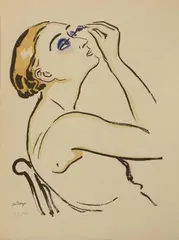 Le rimmel. 1920 by Kees van Dongen, Estampe sur Japon ancien coloré au pochoir numérotée au crayon, sold May 2014