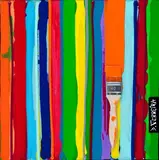 Code barre by David Ferreira, 2013, Acrylique, résine et collage de plexiglas et de pinceau sur toile signée en bas à droite,, sold May 2014