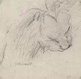 Etude de tête de lion dévorant une proie by Théodore Géricault, Crayon noir, sold Nov 2013