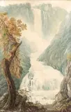 La cascade de Terni by Abraham-Louis-Rodolphe Ducros, Aquarelle sur papier marouflé sur toile, sold Nov 2013
