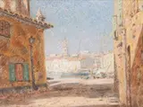 Port de Saint-Tropez by Auguste Pégurier, Pastel monogrammé en bas à droite, sold Nov 2013
