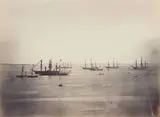 Flotte franco-anglaise en rade de Cherbourg / The French and English Fleets, Cherbourg, 4-8 août 1858 by Gustave Le Gray, Épreuve d?époque sur papier albuminé, à partir d?un négatif verre au collodion, montée sur, sold Nov 2013