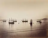 Flotte française en rade de Cherbourg / The French Fleet, Cherbourg, 5 août 1858 by Gustave Le Gray, Épreuve d?époque sur papier albuminé, à partir d?un négatif verre au collodion, montée sur, sold Nov 2013