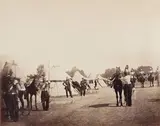 Lanciers et dragons de la Garde impériale / Lancers and Dragoons with Colonel Pajol, camp de Châlons by Gustave Le Gray, 1857, Épreuve d?époque sur papier albuminé, à partir d?un négatif verre au collodion, montée sur, sold Nov 2013