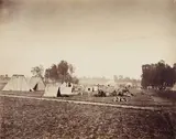 Le campement / The bivouac, camp de Châlons by Gustave Le Gray, 1857, Épreuve d?époque sur papier albuminé, à partir d?un négatif verre au collodion, montée sur, sold Nov 2013