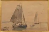 Bateaux sur l'eau en Normandie by Eugène Boudin, Aquarelle et crayon sur papier, sold Jun 2014