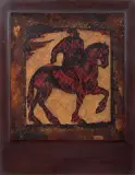 ET ANTO CARTE (1886-1954) Le cavalier by Marcel Wolfers, Panneau de laque, rehauts d'or, sold Jun 2014
