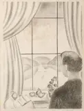 Le peintre devant sa fenêtre by Gustave Van de Woestijne, Lithographie (mouillures), sold Jun 2014