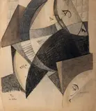 Les lettres, 1920 Dessin bi-face by Pierre-Louis Flouquet, Crayon et aquarelle sur papier, sold Jun 2014
