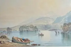 Vue d'un lac de montagne by Alexandre Thomas Francia, Aquarelle, sold Dec 2023