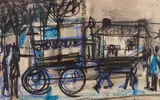 Le corbillard, circa 1955 by Ladislas Kijno, Pastel sur papier, sold Dec 2023