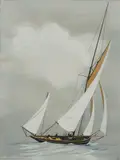 Côtre sous le vent by Léon Haffner, Gouache au pochoir, sold Nov 2023
