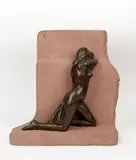La Douleur by Albert Bartholomé, vers 1900, Bronze à patine brun clair monté sur grès rose des Vosges signé sur la terasse et portant, sold May 2023