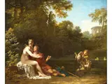 Venus und Adonis by Jacques Antoine Vallin, oil on canvas, sold Jun 2025