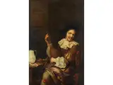 Junger Mann mit Dudelsack by Jan Tilius, oil on panel, offered Jun 2023