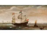 Dreimaster und Segelschiffe in der Nähe Eines Ufers by Cornelis Verbeeck, oil on panel, offered Jun 2021