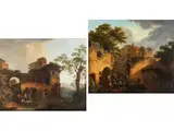 Zwei Dorfszenen by Jacob Philipp Hackert, oil on canvas, sold Sep 2023