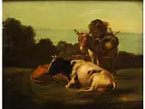 Lagernde Kühe vor Einem Esel mit Körben und Einem Fass by Simon Francois, 1606 Tours - 1671 Paris, oil, offered Sep 2015
