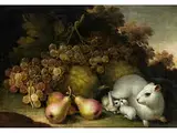 Früchtestilleben mit Meerschweinchen by Jakob Samuel, oil on canvas, sold Apr 2016