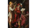 David Spielt vor König Saul auf der Harfe by Lucas van Leyden, oil, sold Jul 2018