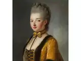 Die Dame in dem Güldenen Kleid by Jean-Baptiste Santerre, oil on panel, sold Sep 2025