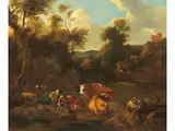 Landschaft mit Hirtenpaar und Seinen Tieren by Michiel Carree, oil on canvas, offered Dec 2025