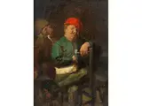 Pfeife Rauchende Bauern by Adriaen Brouwer, oil on panel, offered Sep 2024