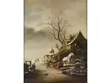 Winterlandschaft by Isaac van Ostade, oil on canvas, sold Mar 2025