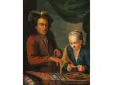 Paar bei Versorgung Einer Wunde by Jacob Toorenvliet, oil on panel, offered Sep 2023