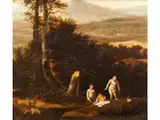Badende an Einem Bachlauf by Abraham van Cuylenborch, oil on panel, sold Jun 2024