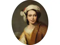Portrait Einer Jungen Frau mit Turban by Bartolomé Esteban Murillo, oil on canvas, offered Sep 2024