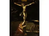 Christus am Kreuz und Maria Magdalena in Trauer by Alessandro Magnasco, oil on canvas, offered Sep 2018