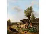 Sommerliche Landschaft mit Hirte und Herde by Jan Ii. Baptist Kobell, 1778 - 1814 Amsterdam, oil on canvas, sold Apr 2016