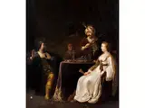 Esther, Haman und König Ahasverus by Willem de Poorter, oil on canvas, offered Mar 2026