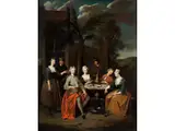 Elegante Gesellschaft Beim tee by Jan Baptist Lambrechts, oil on canvas, offered Mar 2026