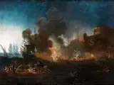 Seeschlacht vor der Küste by Cornelis de Wael, oil on canvas, sold Mar 2026