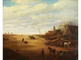 Landschaft mit Vereistem Fluss by Isaac van Ostade, oil, offered Sep 2023