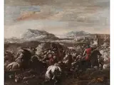 Reiterschlacht by Francesco Graziani, oil on canvas, sold Mar 2023