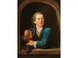 Eleganter Herr mit Krug in Fensternische by Jacob de Witt, oil on panel, offered Jul 2020