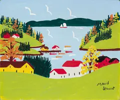 Sandy Cove in Fall by Maud Lewis, oil on board, sold Jan 2020
