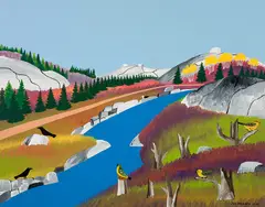 Birds by the River by Joseph Norris, 1981, oil on canvas, sold Jan 2020