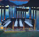 Night Freighters from RVYC by Jack Darcus, 2019, egg tempera on board, sold Jan 2020