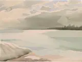 Sunset, Survivor's Island, Georgian Bay, Ontario by Toni Onley, watercolour on paper, sold Jan 2020